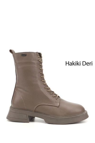 GÖNDERİ(R) حذاء نسائي من الجلد الطبيعي بسحاب ونعل سميك من Mink Floater