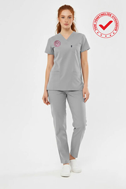 Class Üniforma Γκρι Τεχνικές Υπηρεσίες Φόρμα ελαστικό ύφασμα Scrubs Γυναικεία...