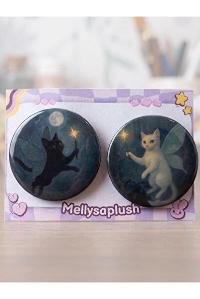 mellysaplush Peri Kediler Rozet Seti 2'li - 44mm