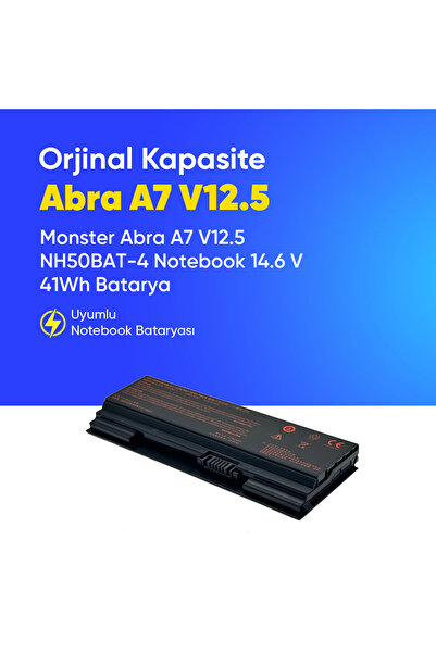 ümit maker Monster Abra A7 V12.5 NH50BAT-4 Notebook 14.6 V 41Wh Batarya – Orj...