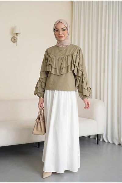 HİJABAYA Блуза с волани на ръкавите и еластична талия