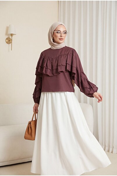 HİJABAYA Блуза с волани на ръкавите и еластична талия