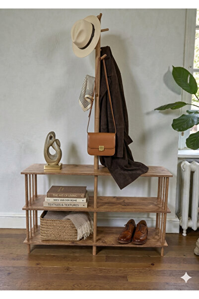 HESA Enorme Ahşap ayaklı Portmanto Askılık Atlantik Çam Desenli Kayın ağacı a...