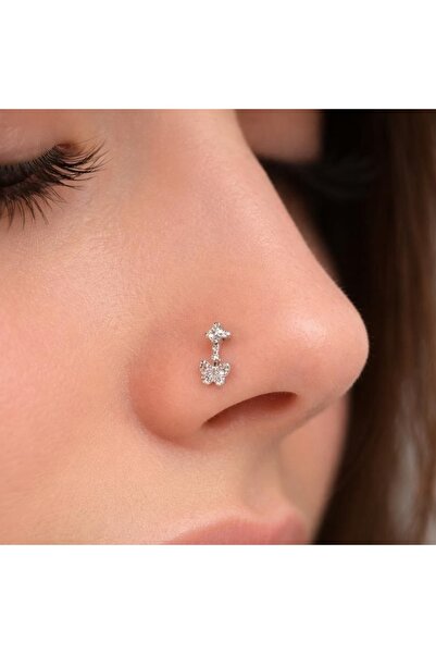 Heppii 925 Ayar Gümüş Kelebek Sallantılı Hızma Kelebekli Burun Hızma Piercing