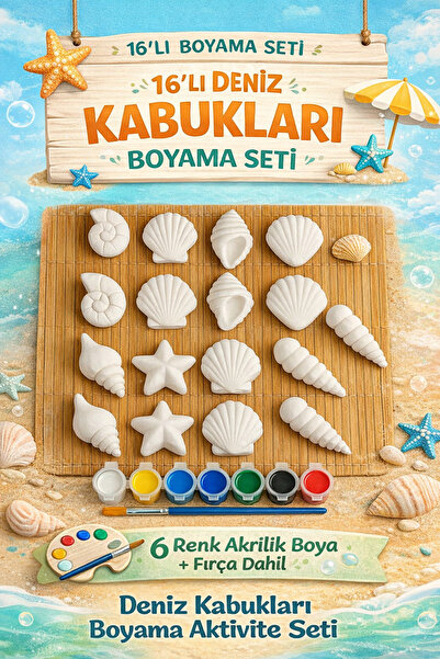 Misse 16 Adet (3D) Deniz Kabuğu Figürlü Taş Boyama Seti Çocuk Gelişimi Etkinl...