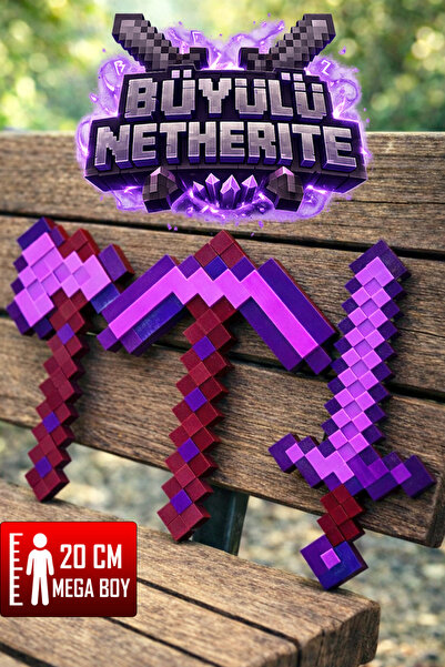 YAGLİZ Minecraft Kılıç Seti 20 CM Netherite Kılıç-Kazma-Balta Üçlü Oyuncak Seti
