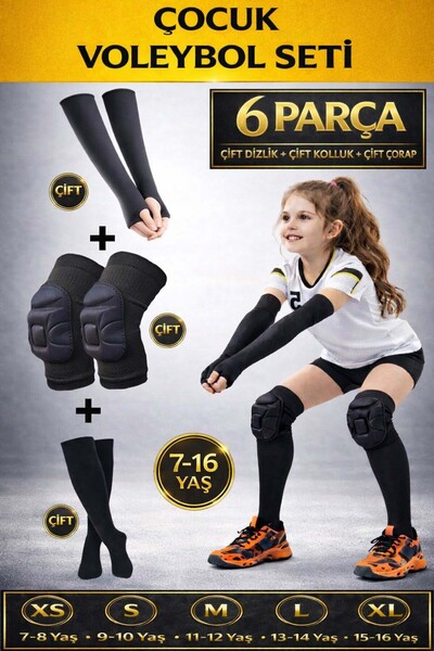 Liggo Çocuk Voleybol Dizliği Çocuk Voleybol Kolluğu Voleybol Çorabı Seti