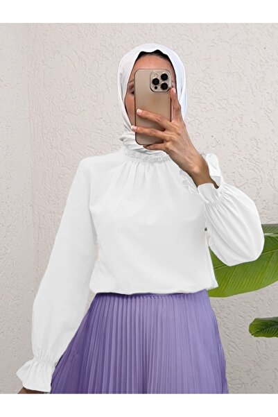 HİJABAYA Μπλούζα με γιακά με κορδόνι