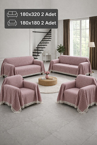 YAREN TEKSTİL Widores Çok Amaçlı Natural 4'lü Takım Koltuk Kanepe Çekyat Deko...