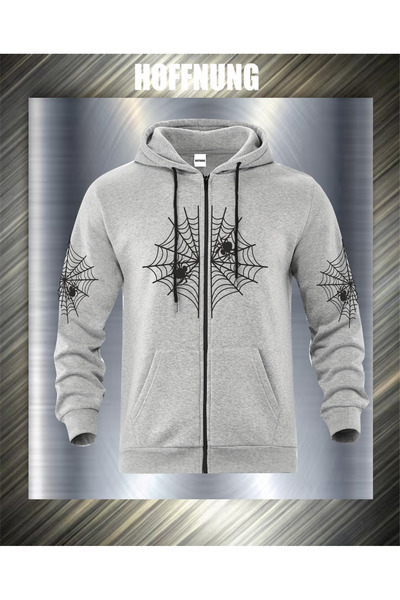 HOFFNUNG Zip Spider Patterned 2-Thread Oversize Black Cardigan