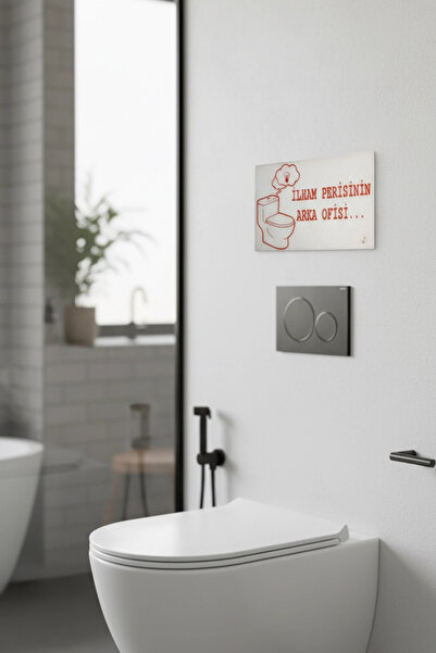 N NOXXO Komik Duvar Dekoru 3D Tabela İlham Perisi | Esprili Banyo Tuvalet Yazısı | İlginç Hediye 15x9cm