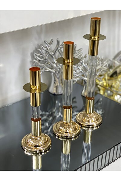 Rose 3 lü Gümüş Şamdan Seti