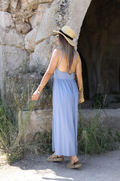 bytugcekaya Indigo Rope Strap Single Jersey Jumpsuit