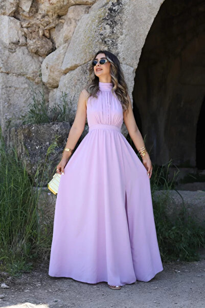 bytugcekaya Lila Halter Yaka Elbise