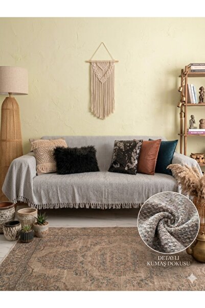 Gizo Home غطاء أريكة قطني باللون الرمادي مقاس 170x210 سم غطاء متعدد الأغراض ق...