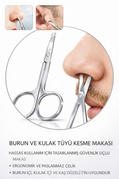 SEVRU MAKAS İnce Tasarım Ultra Hafif, Küt Burunlu Kaş, Bıyık, Burun Kılı Kesm...