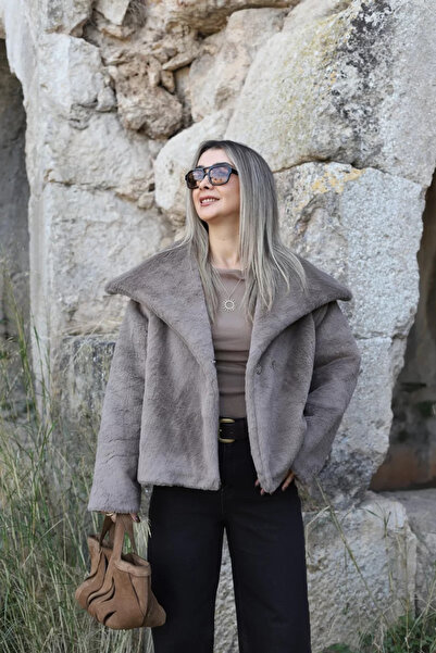 bytugcekaya Blană de nurcă, mărime standard, cu guler lat, căptușită cu închi...