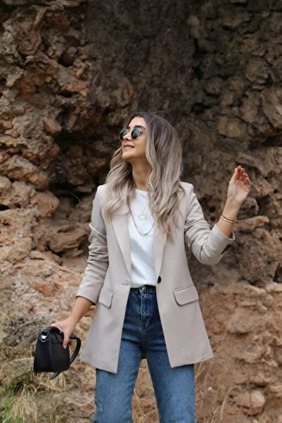 bytugcekaya Blazer cu efect de lână de piatră