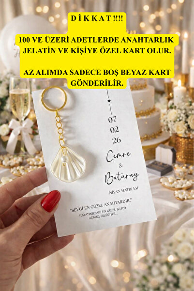 mihi hediyelik Kişiye Özel Davetiyeli İstiridye Anahtarlık - Söz Nişan Nikah ...
