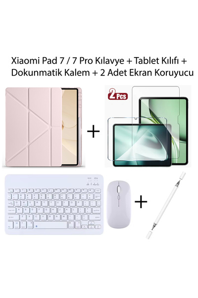 Yesnıce Xiaomi Pad 7 / 7 Pro Uyumlu Standlı Kılıf Ve Dokunmatik Kalem Ve Klav...