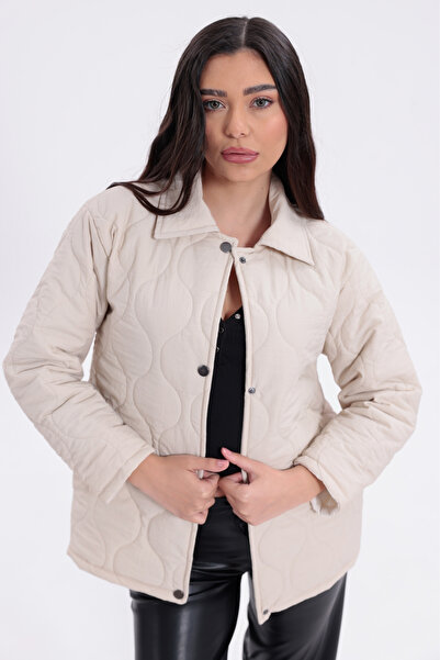 freemen Women's Stone Patterned Snap Fastener Double Pocketed Oversized Quilt...