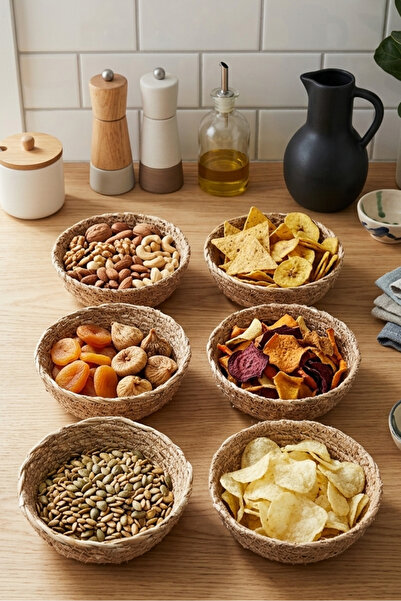 AVANTAGE HOME ريا - طقم من 6 أوعية من الخوص الطبيعي، وعاء للوجبات الخفيفة