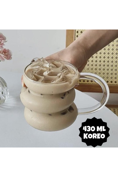 ARVALE كوب كوريو بمقبض غير متماثل يمكن الاتصال بالنار سعة 430 مل