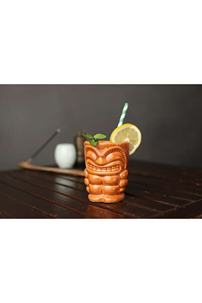 ARVALE Tiki Kokteyl Ve Meşrubat Bardağı Kulplu 350 ml Kahverengi Kupa A2