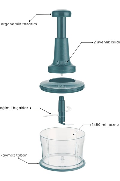 YAKUT Karışık Renk Üstten Basmalı Yeni Nesil Pratik Doğrayıcı Rondo