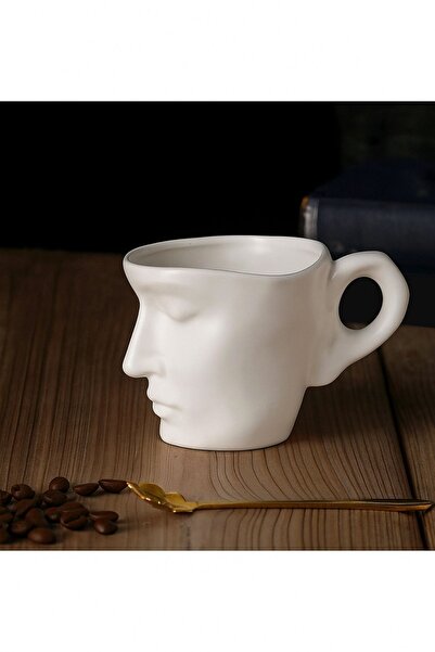 ARVALE Lea Ceramic Coffee Mug 260 ml – Minimal Design with Aesthetic Face Shape