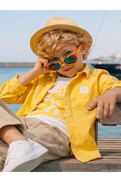 Civil Boys Tricou Sailin cu imprimeu pentru copii 2-5 ani - Muștar 4-5 ani