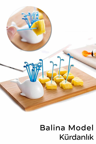 ARVALE Balina Figürlü Kürdanlık - Sunumluk Kürdan Kokteyl Yeniden Kullanılabi...