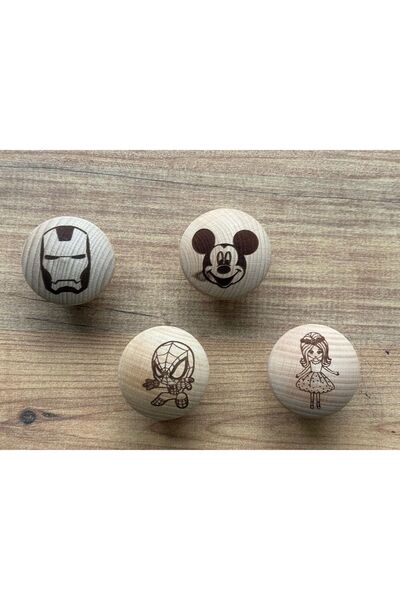 ARVALE Ξύλινη λαβή με σχέδια χαρακτήρων, Σετ 4 τεμαχίων |   Ειδικός Σχεδιασμό...