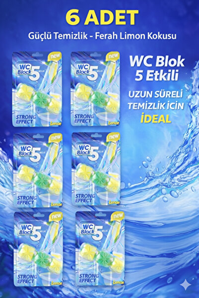ARVALE 6'lı Limonlu WC Blok 5 Etkili Klozet Blok – Asma Tuvalet Temizleyici, ...