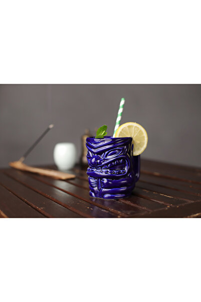 ARVALE Tiki Kokteyl Ve Meşrubat Bardağı Kulplu 350 ml Lacivert Kupa C3