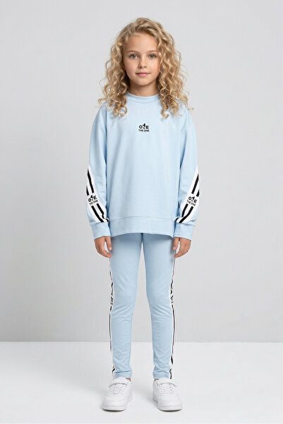 Black One Lányok csíkos, részletgazdag, laza pulóver és leggings sportkészlet...