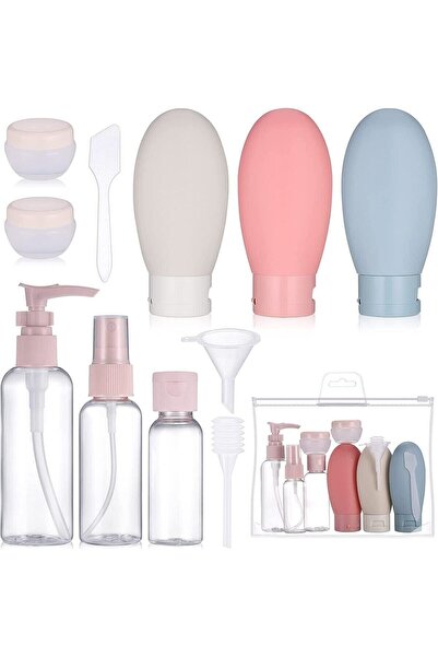 ARVALE Özel Üretim Seyahat Bakım Seti 13 Parça - Krem Şişeleri Dezenfektan Se...