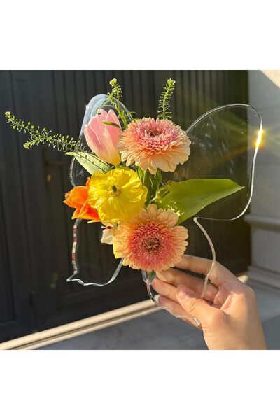 ARVALE Modern Kelebek Formlu Mika Vazo - Şeffaf Dekoratif Çiçeklik