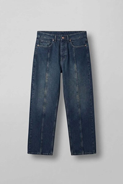 ablukaonline Ανδρικό τζιν με λεπτομέρεια μπροστινής ραφής, πλενόμενο, φαρδύ, ...