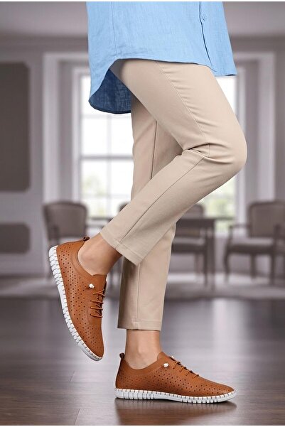 37Numara Large Size Women's Shoes Genuine De Leather 1-42-43-44-Taba Leather