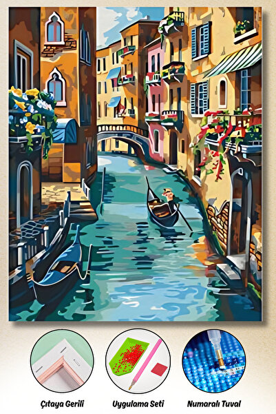 HONDEP 5d Sayılarla Elmas Boyama 40x50 Cm Venedik Mozaik Tablo Tuvale Gerili ...