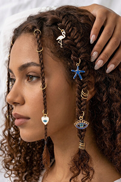 PETEK AKSESUAR مجموعة من 20 أقراط من شعر عين الشر على شكل فلامنغو نجم البحر ب...