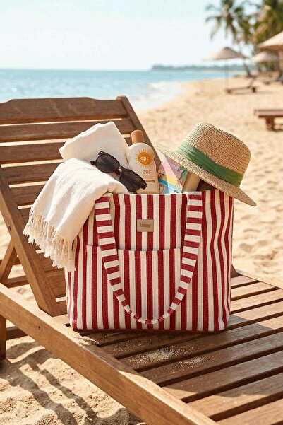 Bagg حقيبة من القماش المنسوج باللون الأحمر