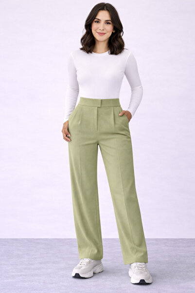 Melissa Line Kadın Likralı Cırt Kapama Palazzo Pantolon