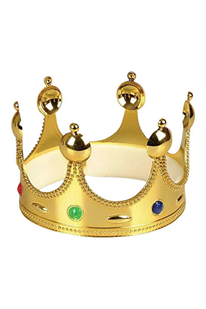 ReilaParty Altın Renk Kral Tacı 55 cm - Parlak Plastik Kral ve Prens Kostüm A...