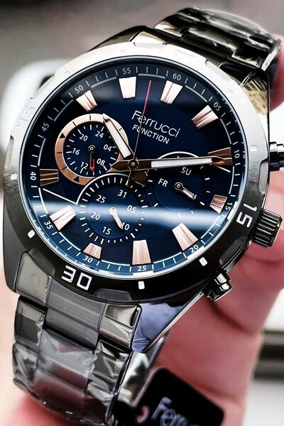 Ferrucci Function Men's Wristwatch 3 Atm Waterproof Smoked Color Steel Band F...