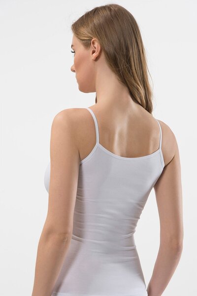 TÜREN Women's Lycra Cotton Undershirt with Rope Straps, Pack of 2, 221/White