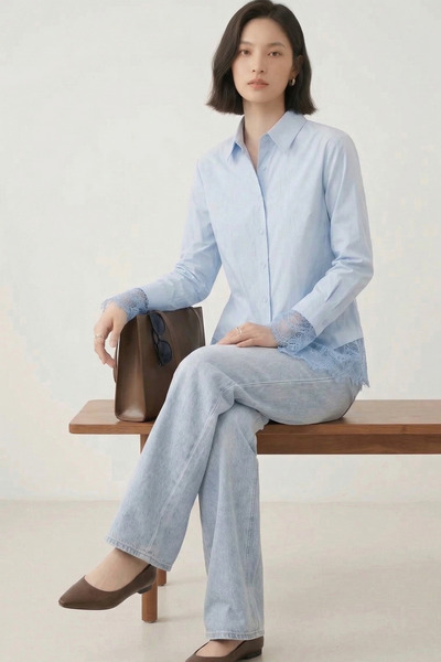 QBZ Poplin D Lace İ Shirt