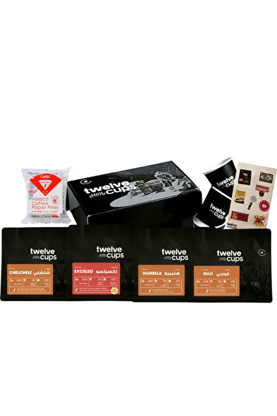 12Cups حبوب قهوة كاملة v60 (4×250 جرام) من غوجي، تشيلتشيلي، هامبيلا، إكسيلسو،...