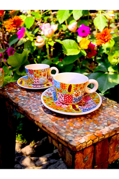 NK El Yapımı Desen Çizimli İki Kişilik Fincan Takımı
